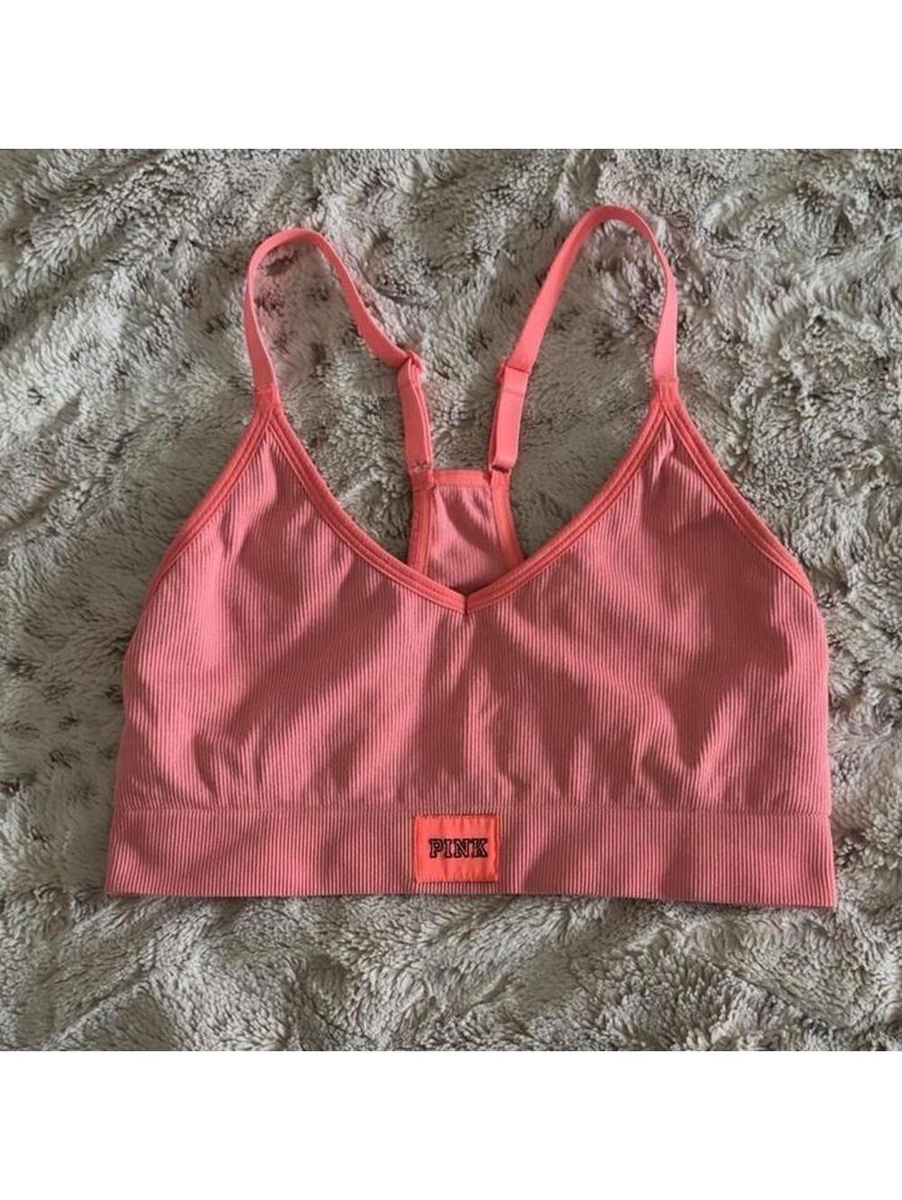 victoria's secret PINK coral pink ribbed sports bra